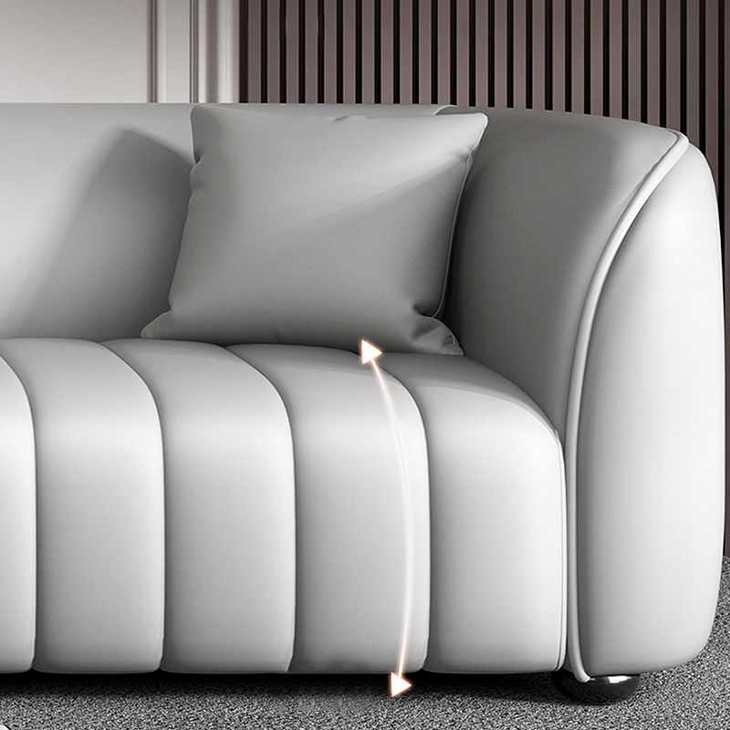 Beige Faux Leather Straight Arm Sofa/Sectional with Stain-Resistant and Wear-Resisting