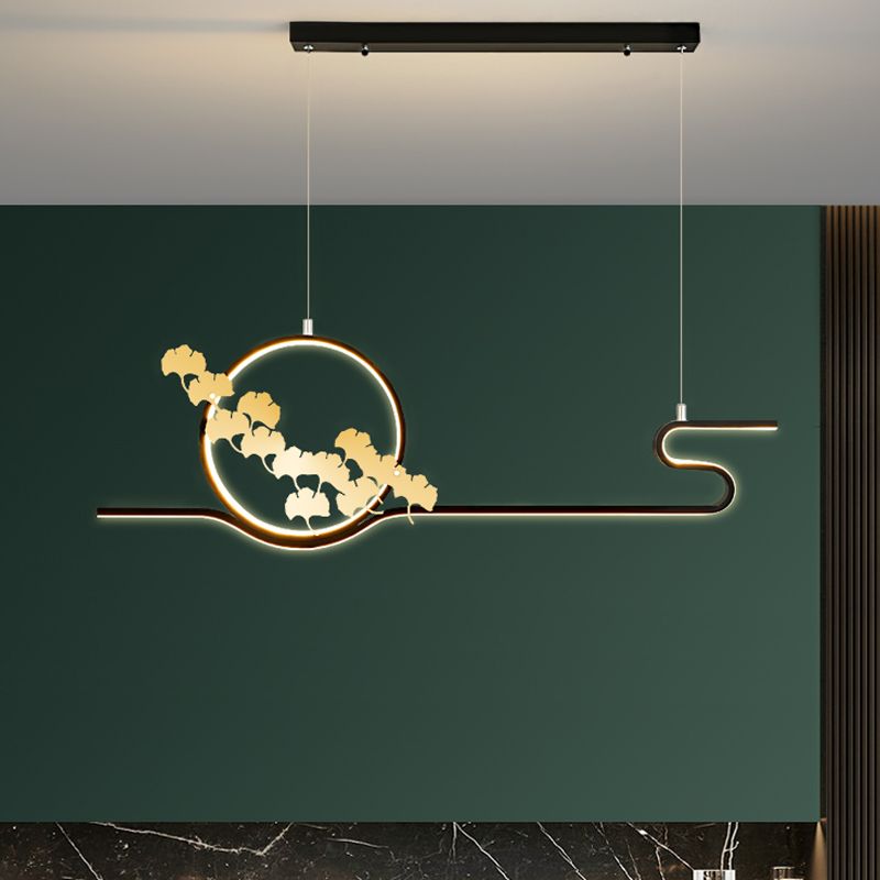 Lineare Form Island Lichter moderner Metall Zwei leichte Anhängerleuchten