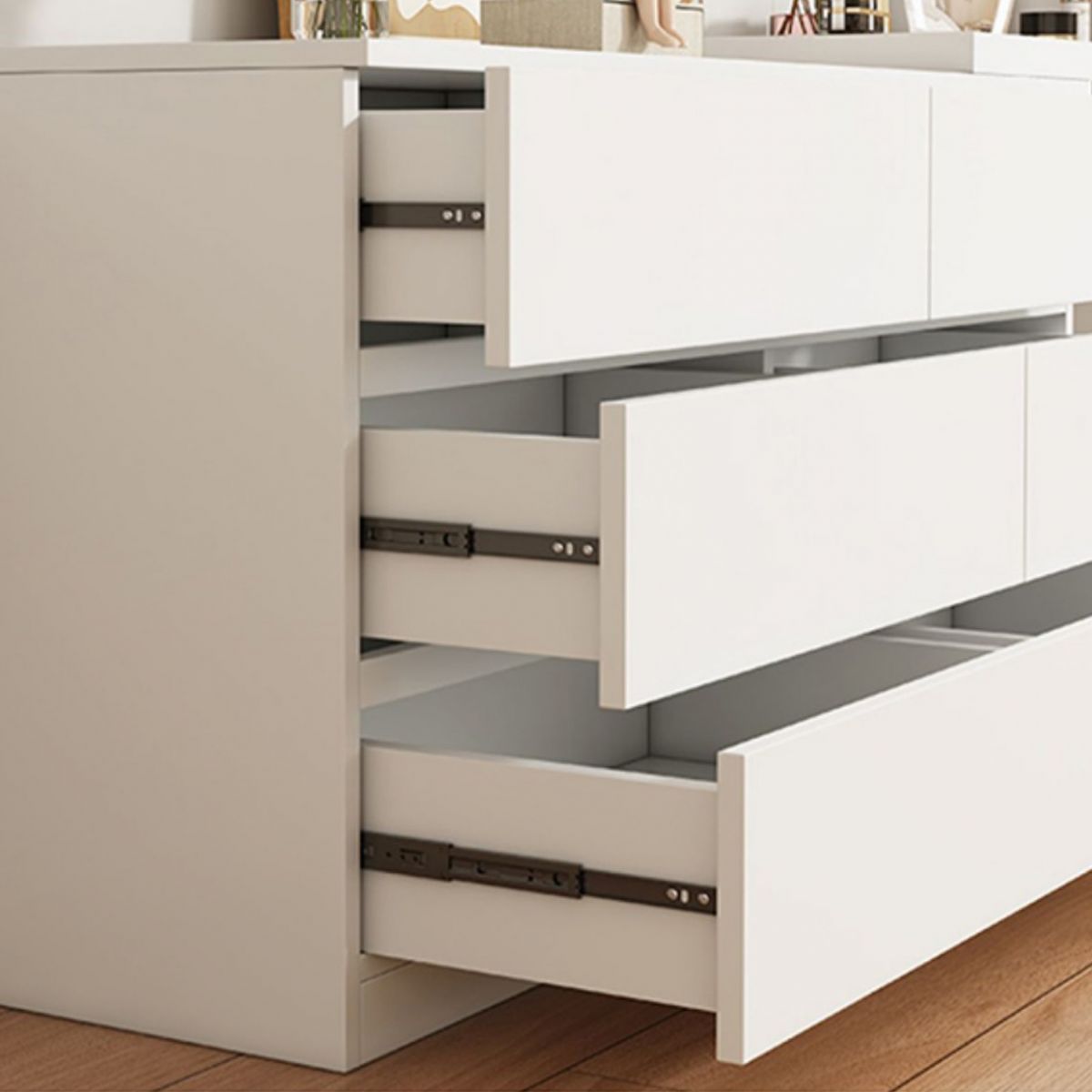 Contemporary 6-Drawer Make-up Dressing Table and Stool - 29.5" H
