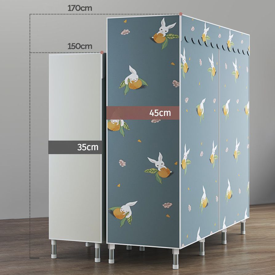 Contemporary Wardrobe Metal Bedroom Wardrobe Closet with Shelves