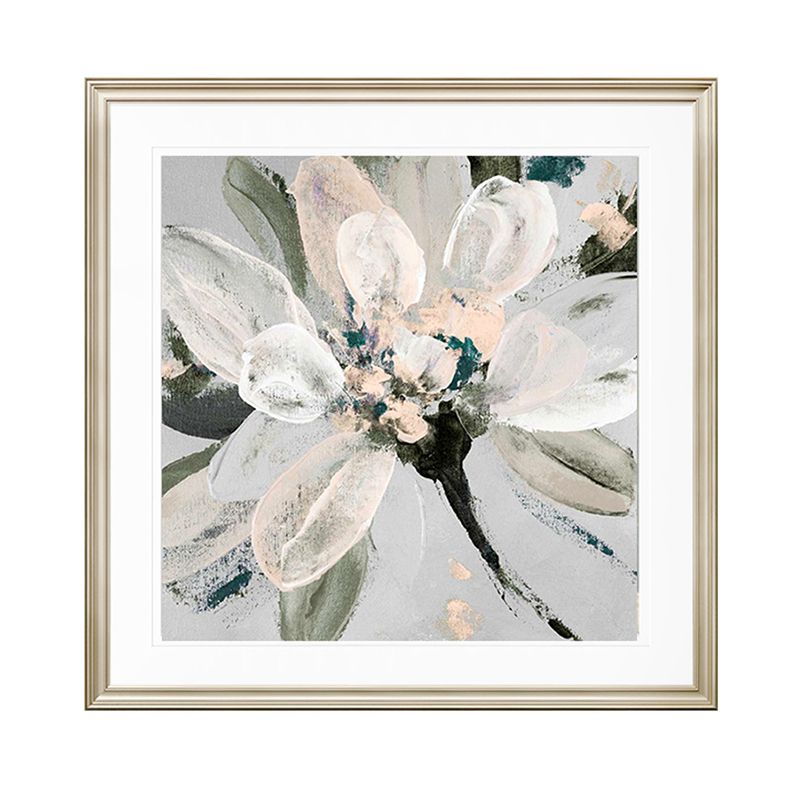 Contemporary Bloomy Flower Canvas Print Textured Soft Color Painting for Home Interior