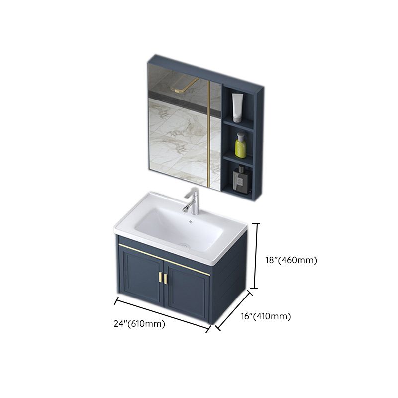 Modern Wall-Mounted Sink Vanity Blue Wall Mount Vanity Cabinet