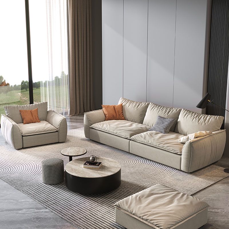 Stain Resistant Stationary Slipcovered Faux Leather Cushions Settee