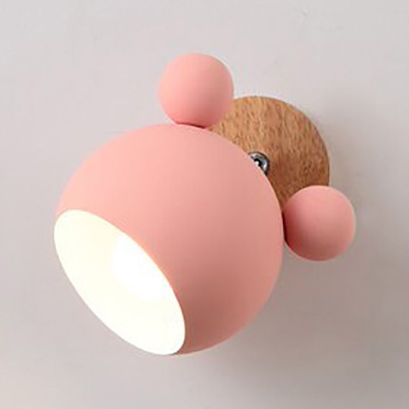 Children Flush Mount Wall Light Polish Finish Wood Lighting for Home