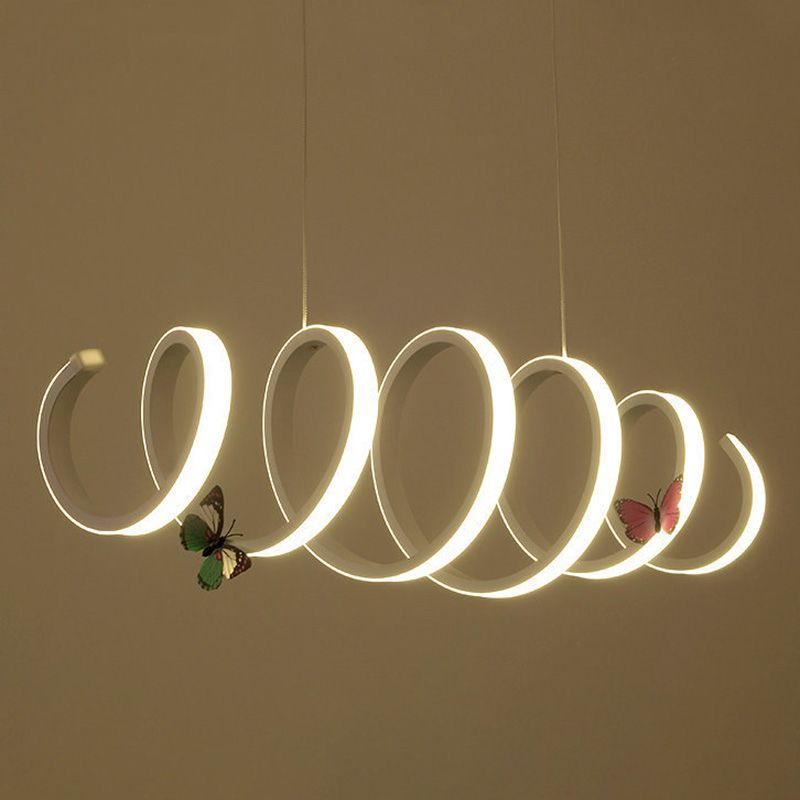 White Spiral Pendant Light Minimalism LED Acrylic Ceiling Suspension Lamp for Dining Room
