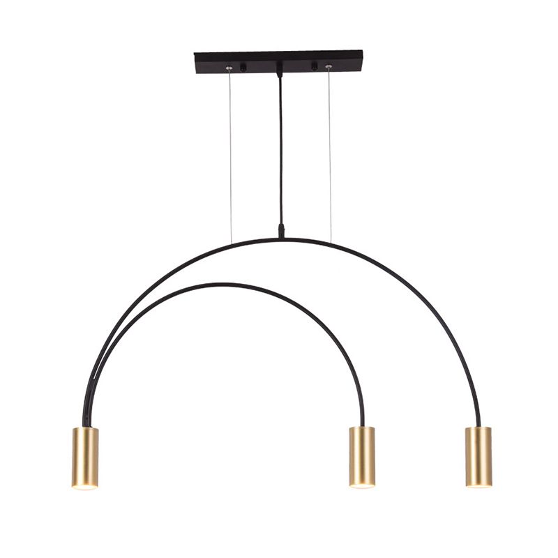 Modern Kitchen Island Lighting Cylinder Island Light Metal Island Lamps in Black and Gold