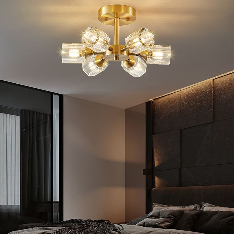 Plafonnier Crystal Simplicity, lampe encastrée à plusieurs têtes pour chambre à coucher