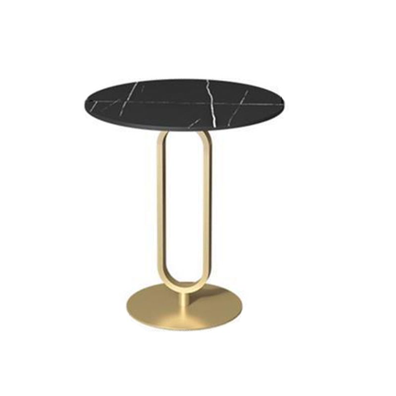 Modern Style Slate Top Metal Base White/black Round Side Table