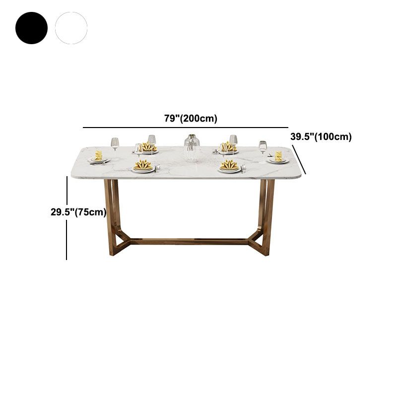 Table en pierre frittée pour restaurant Table à manger de luxe avec base à tréteaux