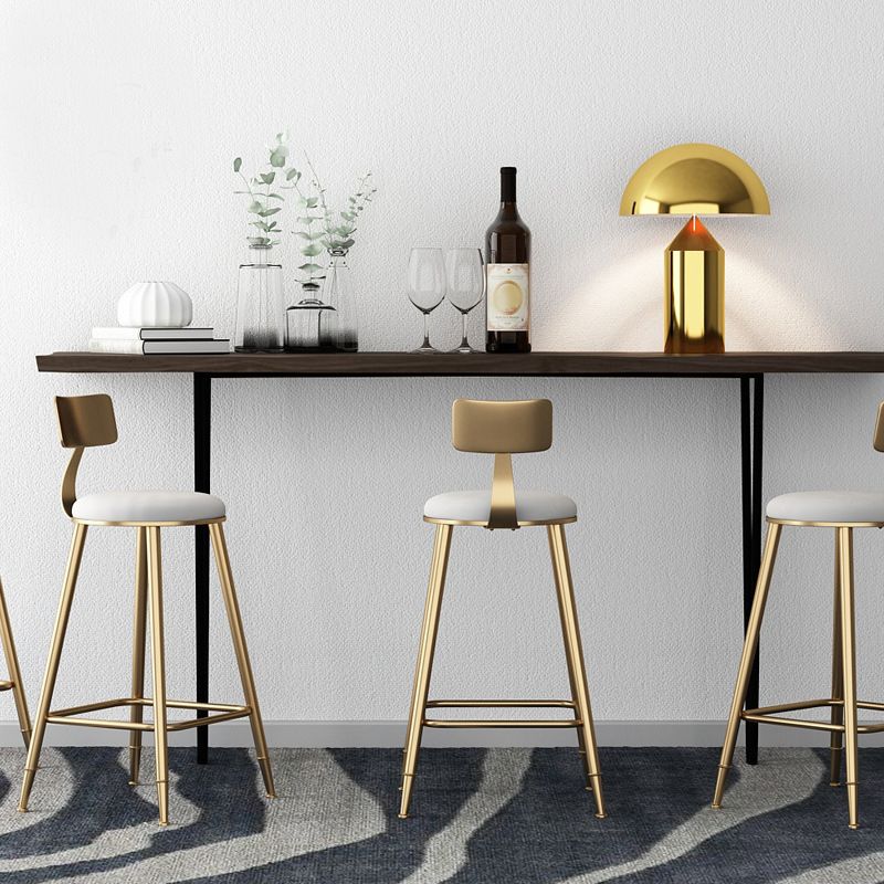 Glam Armless Backrest Counter Stool Iron Bar Stool with Cushion for Milk Tea Shop