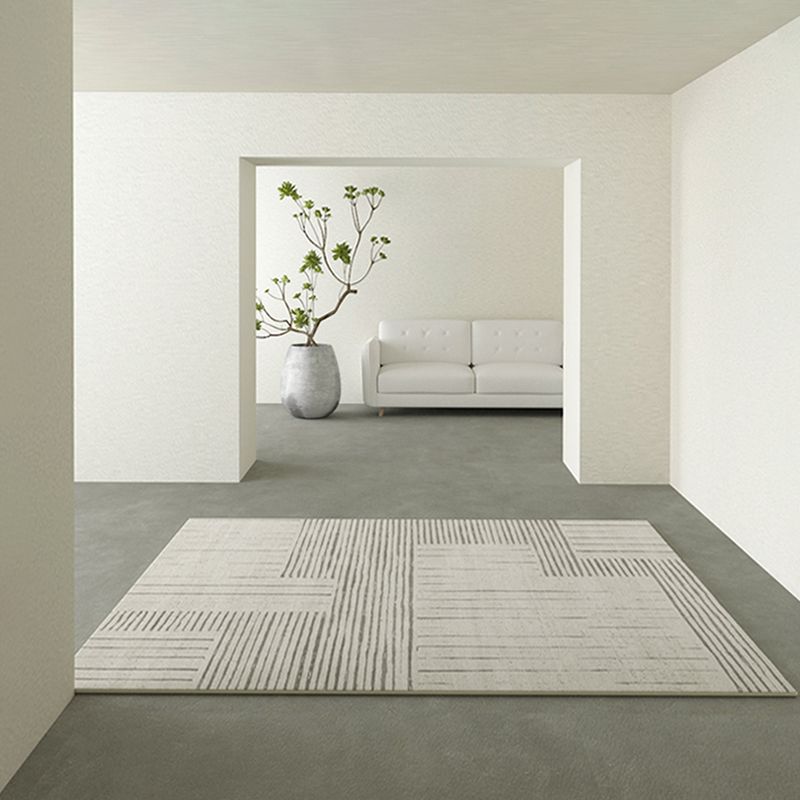 Light Color Simple Area Rug Polyester Abstractic Lines Rug Non-Slip Backing Indoor Rug for Living Room