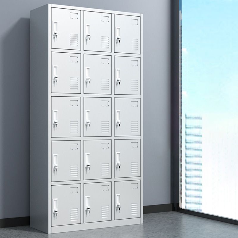 Metal Hinged Door Storage Cabinet Contemporary Gray Cabinet for Bathroom