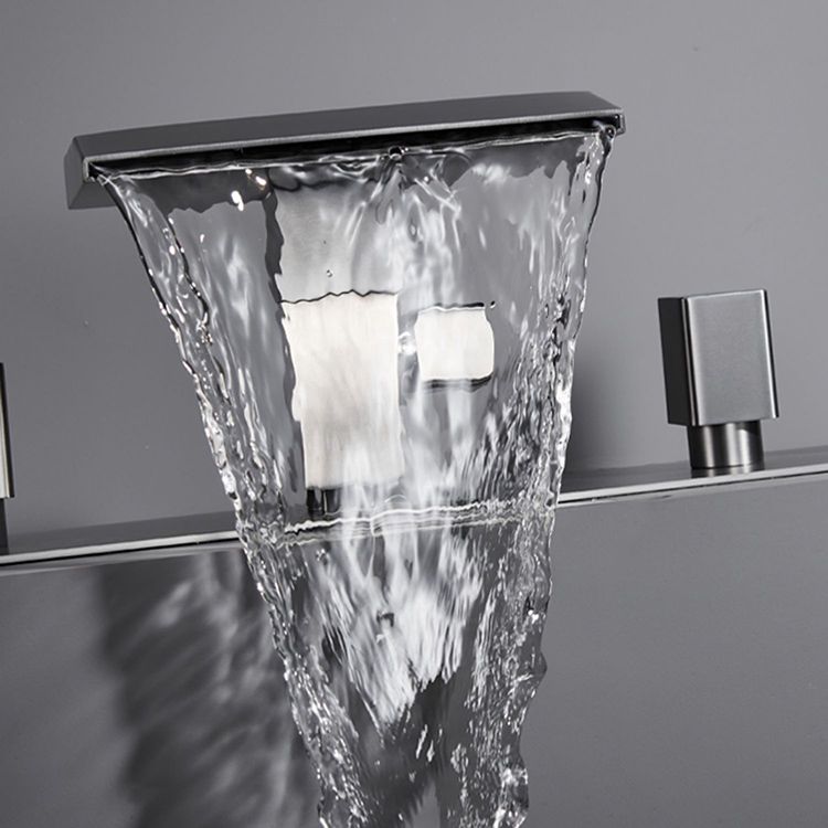 Modern Bath Faucet Trim Brass with Handheld Shower Deck-Mount Roman Bathtub Faucet