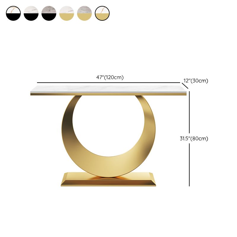 Glam Rectangle Console Table 31.5" Tall Stone Accent Table for Hall