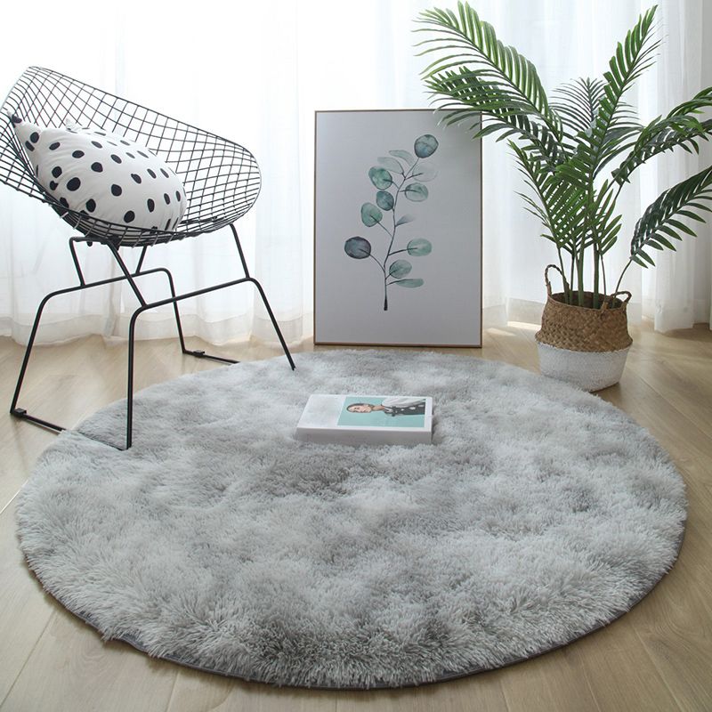 Round Solid Carpet Polyester Modern Indoor Rug Non-Slip Backing Shag Area Carpet for Living Room