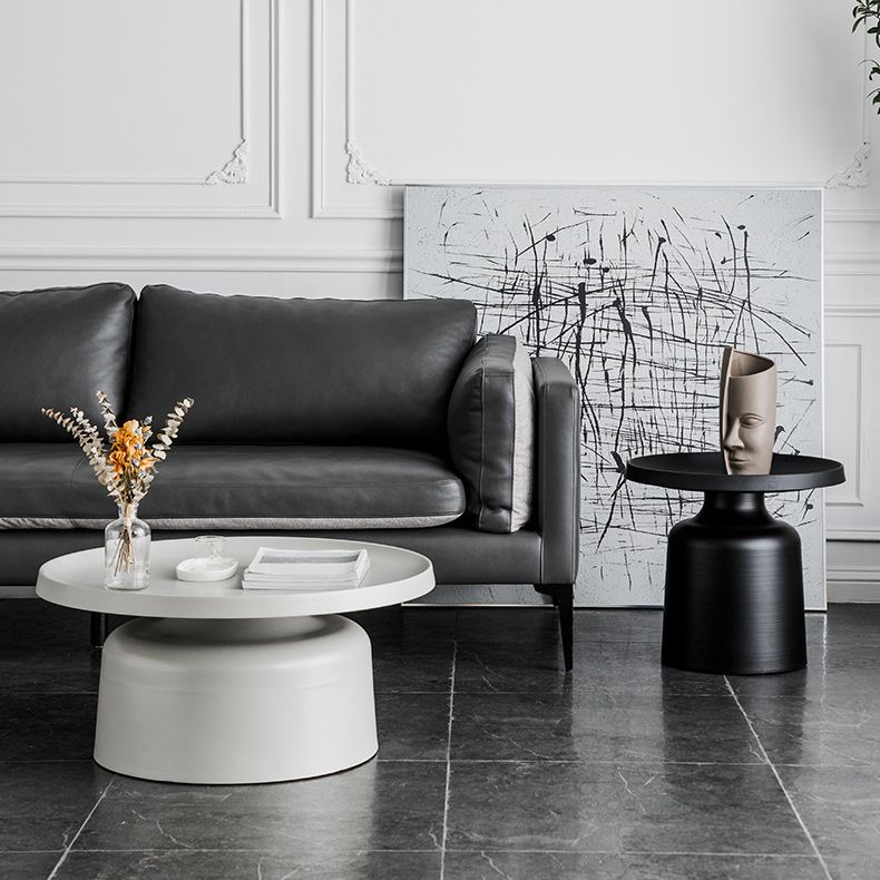 Metallic Pedestal End Table Mid-Century Round Side Side Table