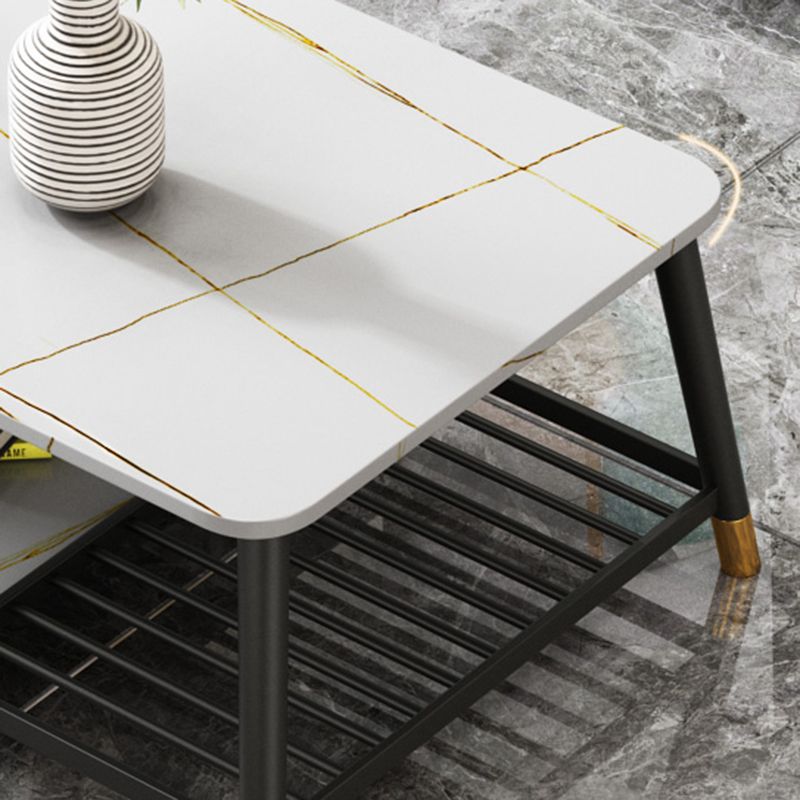 Glam Frame Coffee Table Slate Rectangular Coffee Table for Living Room