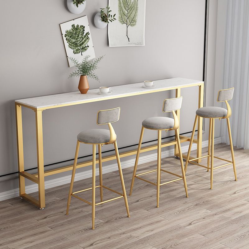 42-inch Height Cocktail Bar Table Glam Style Stone Top Bar Table for Living Room