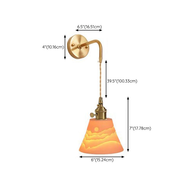 Modern Metal Wall Sconce Cone Shape Wall Lamps with Ceramic Shade