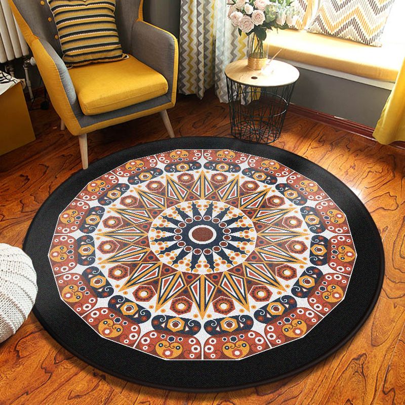 Blue Moroccan Carpet Polyester Graphic Carpet Non-Slip Backing Carpet for Home Decor