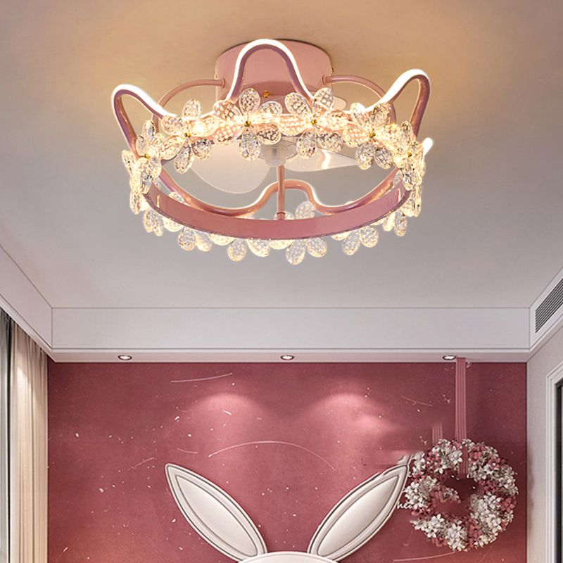 2 Light Ceiling Fan Lighting Modern Style Metal Ceiling Fan Light for Children's Room