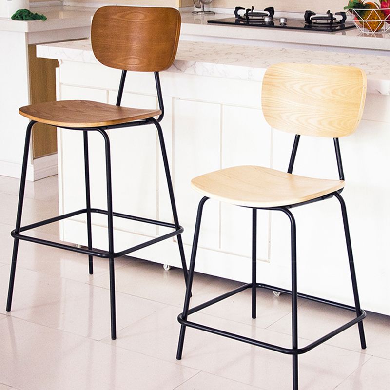 Contemporary Low Back Armless Bar Stools with Black Metal Base