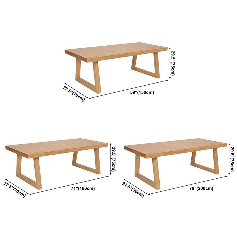 Rectangle Pine Solid Wood Table Modern Dining Table in Nature with Double Pedestal
