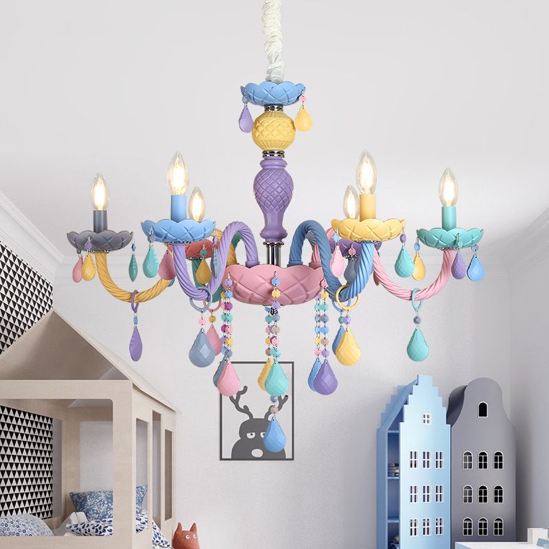 Multi Light Candle Branch Hanging Pendant Modern Style Crystal Hanging Lighting
