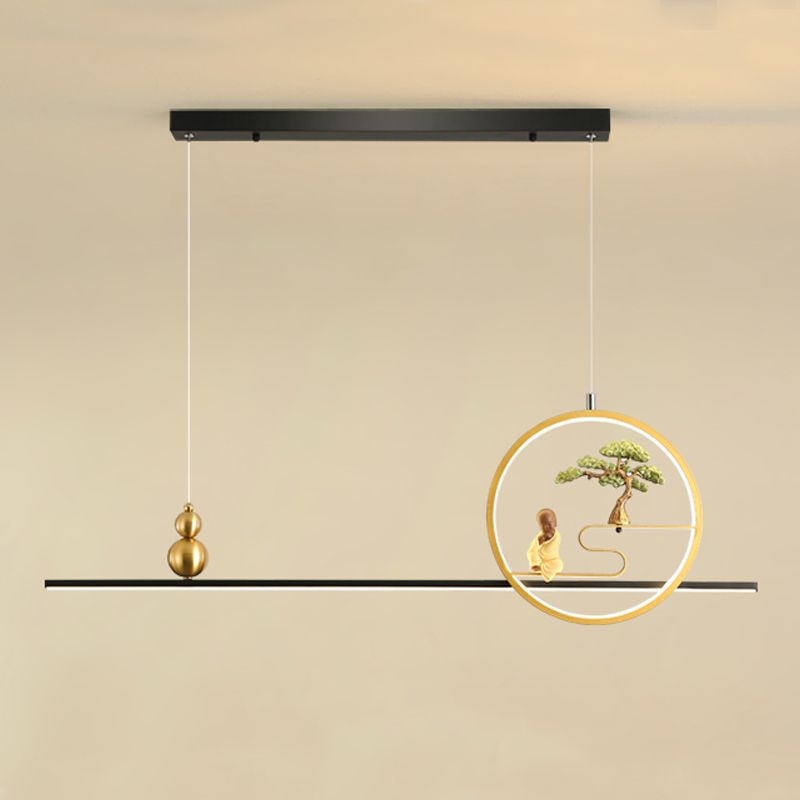 Metal Hanging Pendant Lights 2-Light Modern Linear Hanging Lamps for Tea Room