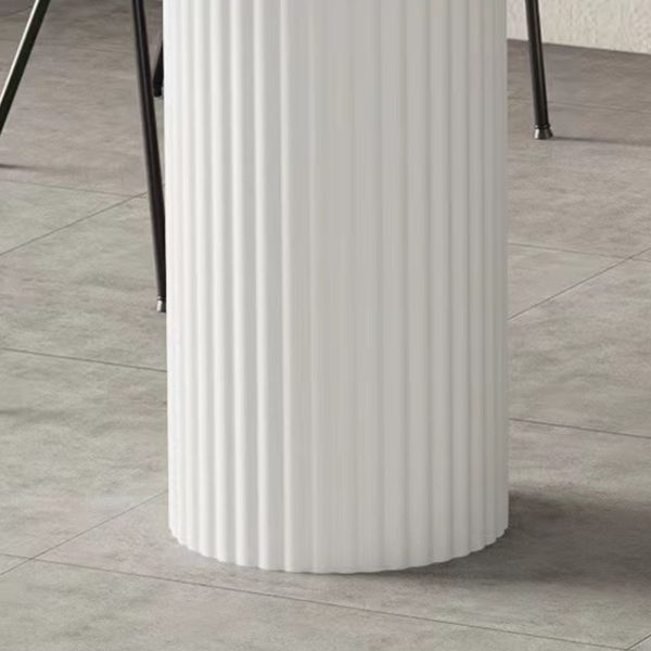 White Sintered Stone Top Dining Table Modern Free Form Iron Base Table