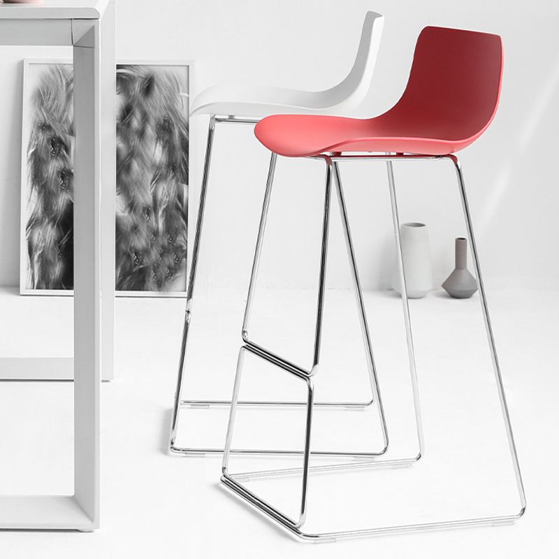 Scandinavian Armless Bar Stool Plastic and Steel Bar Stool for Living Room