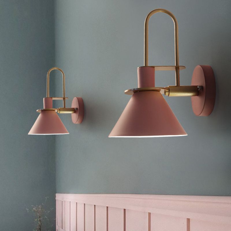 Metal Cone Shape Sconce Light Modern-Style 1 Light Wall Light Fixture
