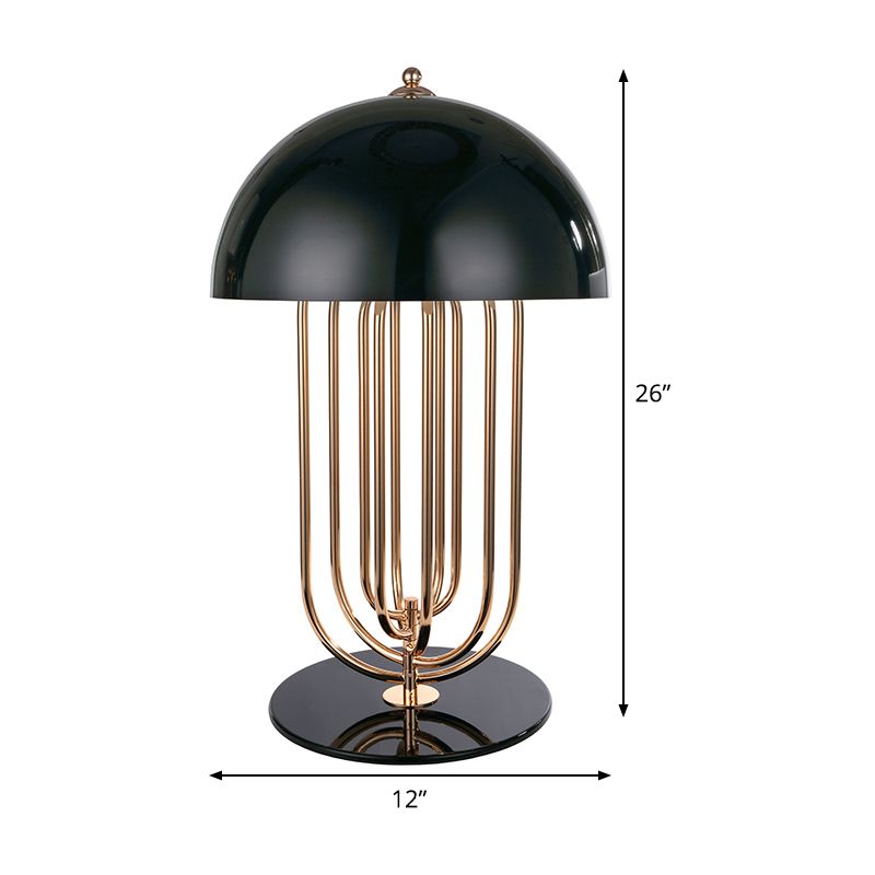 Eigentijdse nachtkastjelamp met 1 lamp, zwarte kom, leesboeklamp met metalen kap