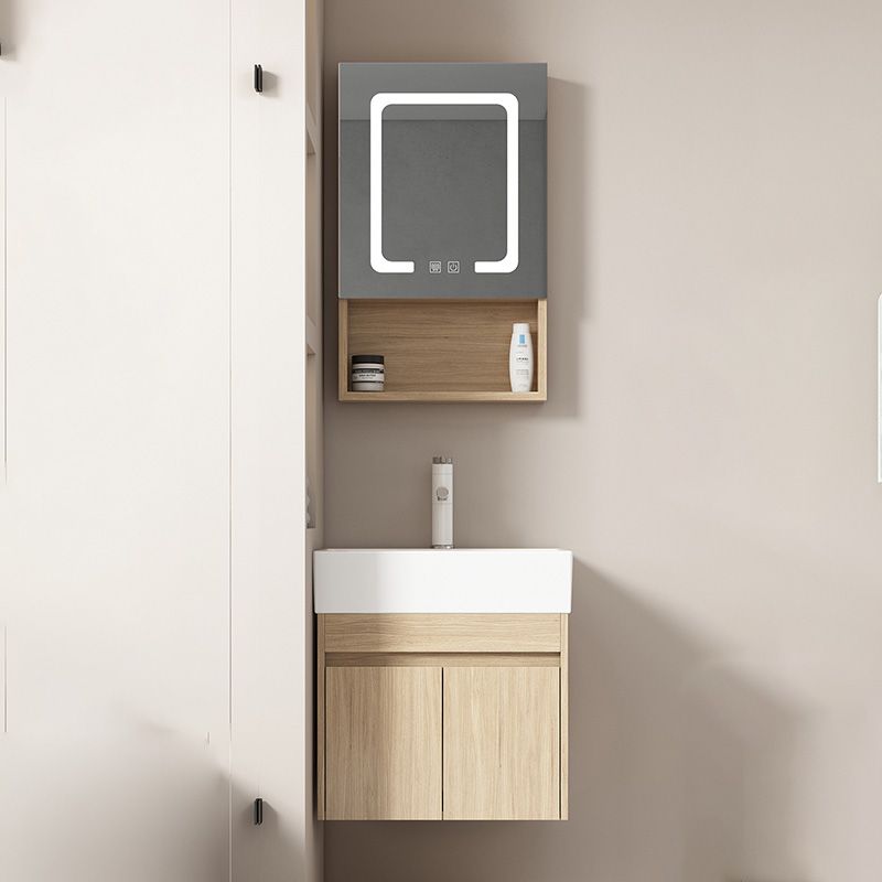 Basic Wooden Sink Vanity Wall-Mounted Vanity Cabinet with Mirror Cabinet