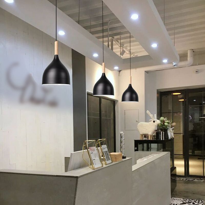 Bowl Shape Hanging Lighting Modern Macaron Style Metal 1 Light Pendant Lamp