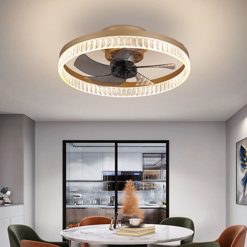 Minimalist LED Ceiling Fan Light Circular Semi Flush Ceiling Light with Acrylic Shade
