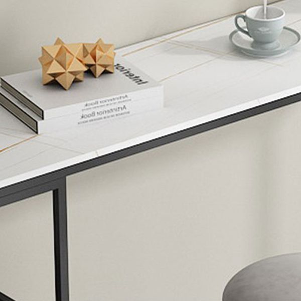 Contemporary Bar Table Stone Bistro Bar Desk with Double Pedestal