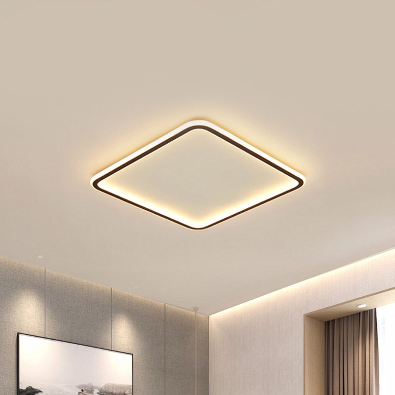 Extra dunne vierkante inbouwlamp Minimalistische aluminium slaapkamer LED-plafondverlichting in zwart, 16/19,5/23,5 inch breed