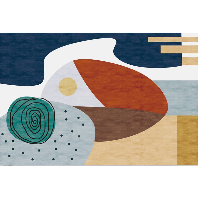 Navy Nordic Carpet Polyester Graphic Carpet Non-Slip Backing Carpet for Living Room