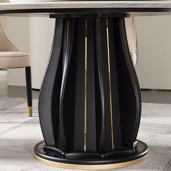 Contemporary Dining Table Stone and Solid Wood Dinette Table