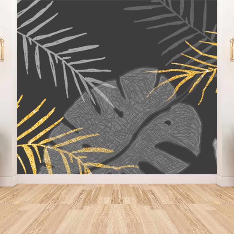 Tropical Style Leaves Mural Wallpaper Light Color Natural Botanical Wall Covering