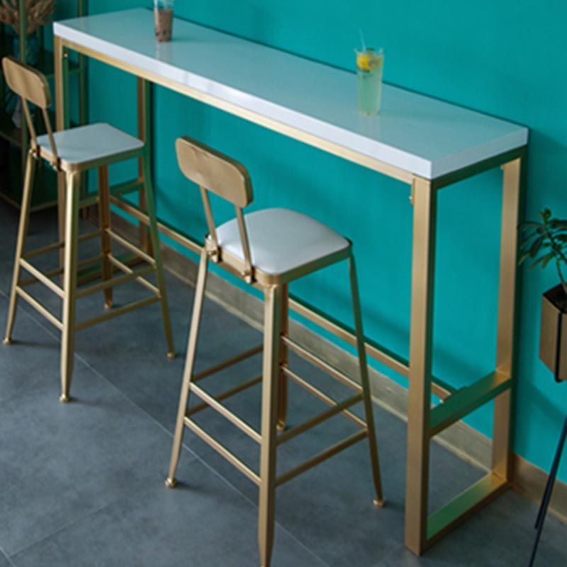 Glam Style Bar Table Gold Pedestal Pub Table for Living Room
