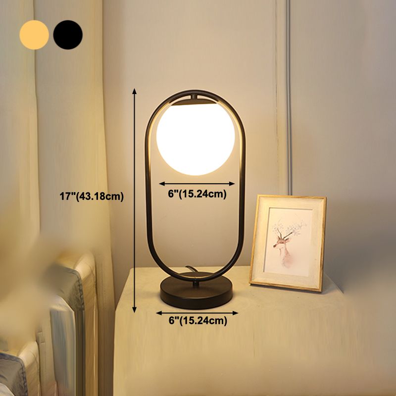 Modern Style Geometry Night Table Lamp White Glass One Light Table Light for Bedroom