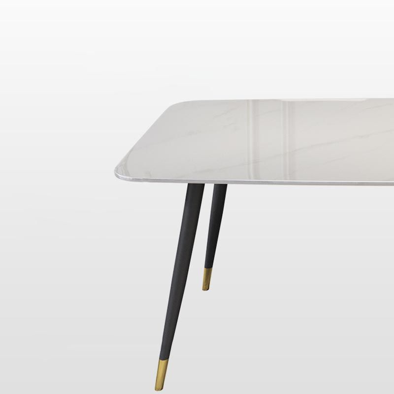 Luxury Sintered Stone Top Dining Table Rectangle White Table with 4 Legs