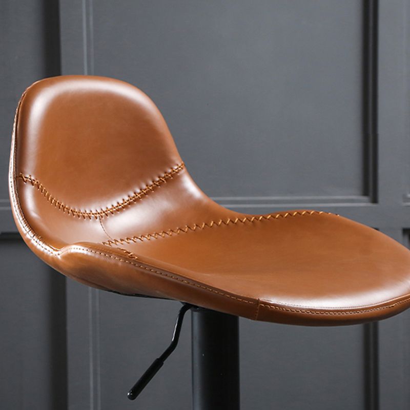 Scandinavian Adjustable Height Bar Stool Faux Leather Footrest Bar Stool