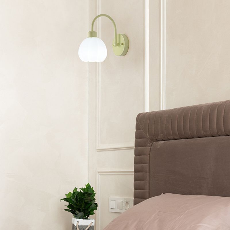 Glass Bowl Shape Sconce Light Modern-Style 1 Light Wall Light Fixtures in Green