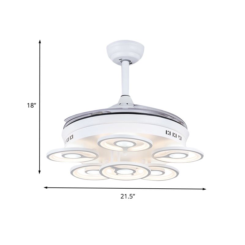 21,5 "W Acrylkreisendeckenlüfter Licht Moderne LED White Semi Flush Mount Lampe mit 3 klaren Klingen