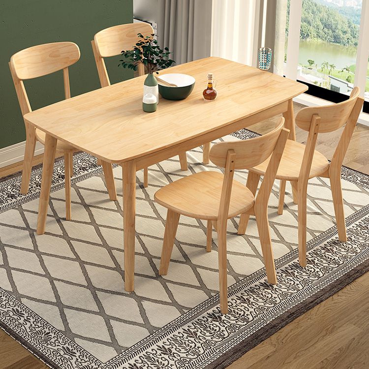 Modern Solid Wood Rectangle Shape Dining Furniture with 4 Wood Legs for Kitchen