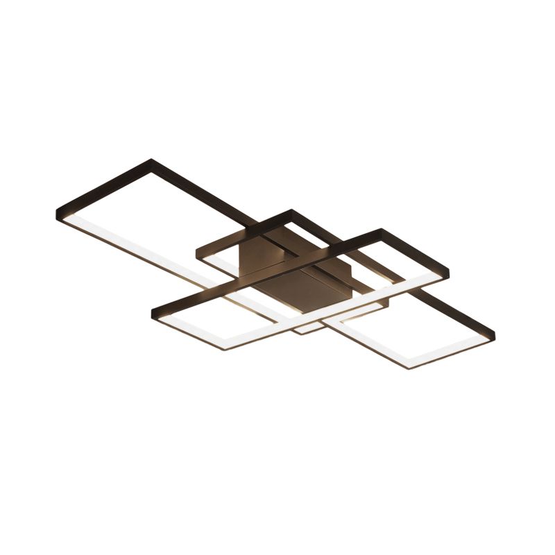 35.5"/43" Wide Black/White 3-Rectangle Ceiling Light Modern LED Acrylic Semi Flush Mount Light in Warm/White Light