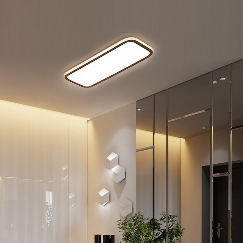 Metal Square Flush Ceiling Light Modern 1 Light Flush Ceiling Light Fixtures in White
